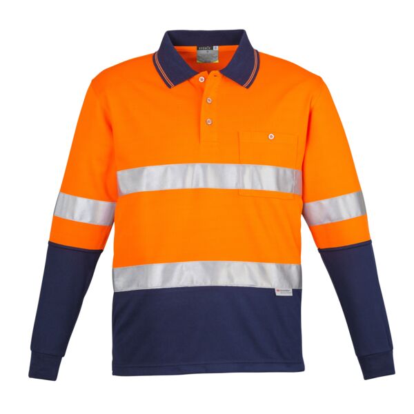 Mens Hi Vis Spliced Long Sleeve Polo - Hoop Taped Thumbnail