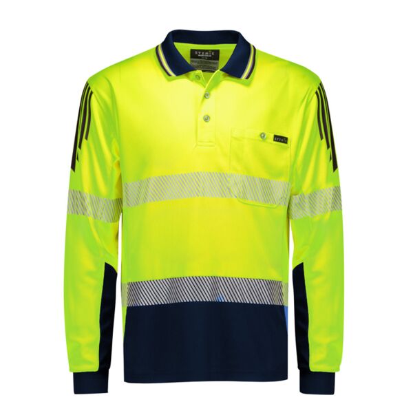  Mens Hi Vis Flux Segmented Tape Long Sleeve Polo Thumbnail